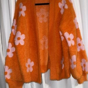Floral Orange and Pink Women's Sweater Venus women’s medium top